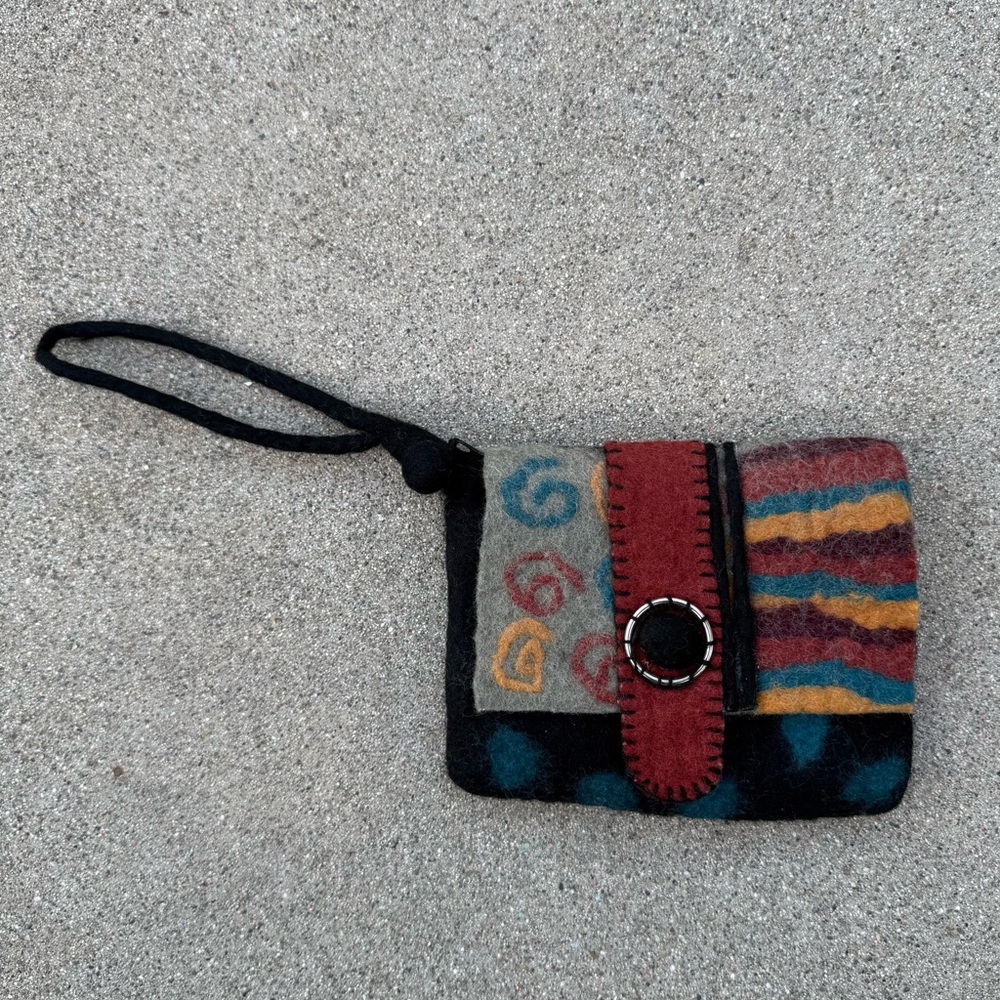 Anthropologie Rising Tide Wristlet Wallet preloved boho festival 100% wool